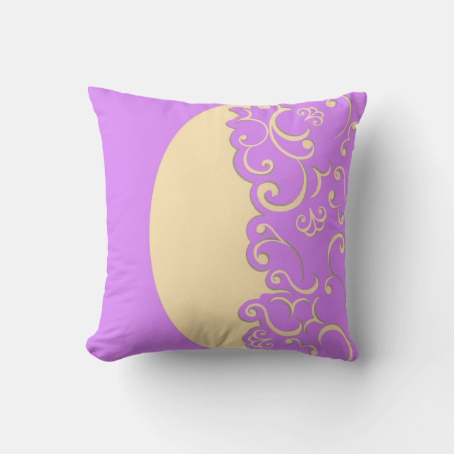 Ivory and Lilac Reversible Cushion (Front)
