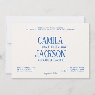 Ivory and Navy Blue Wedding Invitation