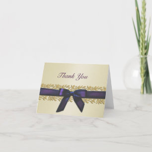 Ivory and Purple with Gold Vine Border Thank You