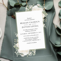 Ivory And Sage Elegant Floral Frame Wedding