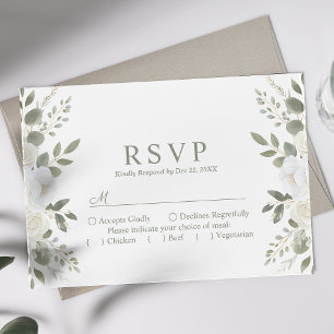 Ivory And Sage Elegant Floral Wedding RSVP
