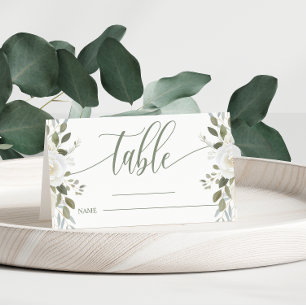 Ivory And Sage Elegant Floral Wedding Table Place Card