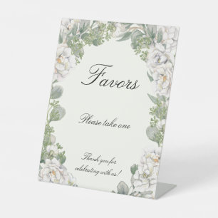 Ivory and Sage Green Floral Wedding Favours Table Pedestal Sign