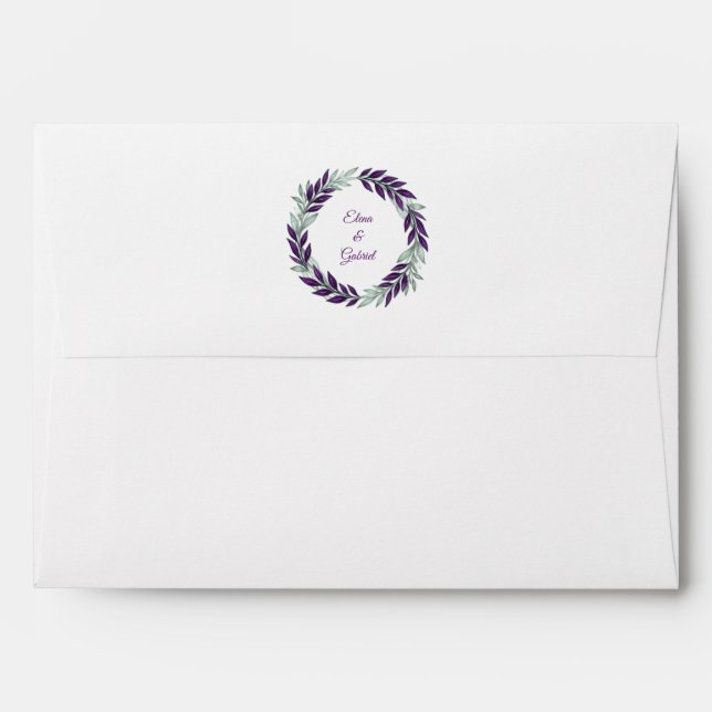 Ivory and Wreath Wedding  Envelope (Back (Top Flap))