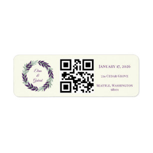 Ivory and Wreath Wedding Return Address Label