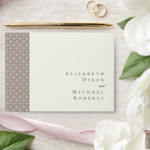 Ivory Arabesque Damask Coffee Script Wedding Envelope