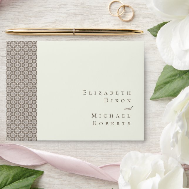 Ivory Arabesque Damask Coffee Script Wedding Envelope (Wedding)
