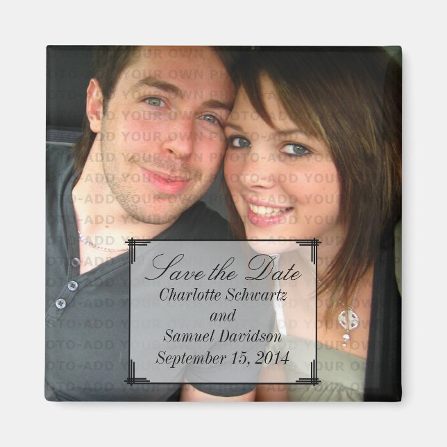 Ivory Art Deco Frame Save the Date Magnet (Front)