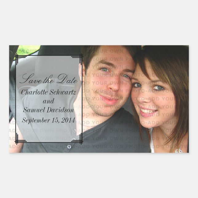 Ivory Art Deco Frame Save the Date Stickers (Front)