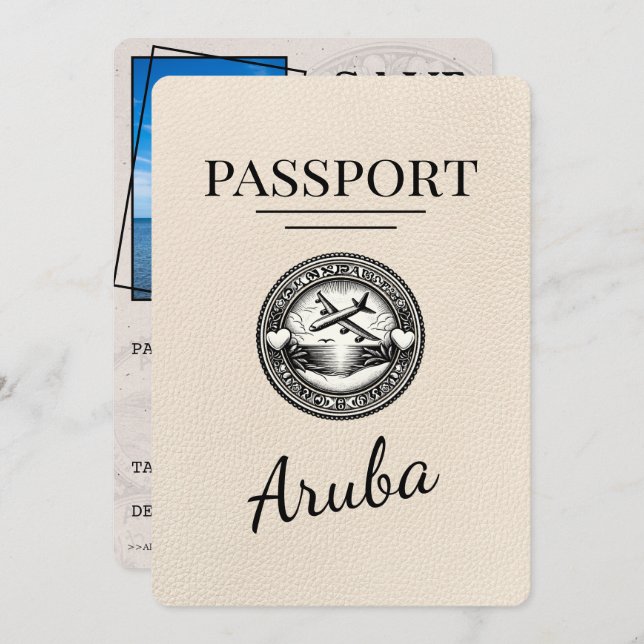 Ivory Aruba Passport Save The Date (Front/Back)