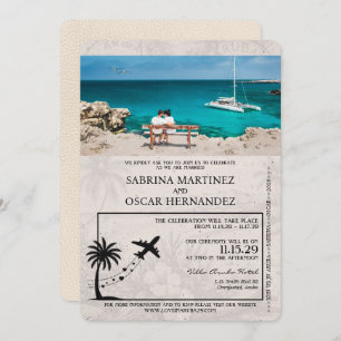Ivory Aruba Passport Wedding Invitation
