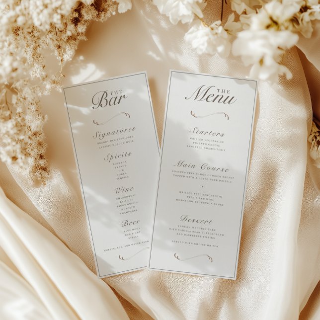 Ivory & Ash Double Sided Wedding Dinner/Bar Menu (Creator Uploaded)