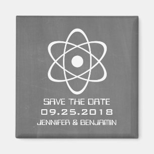 Ivory Atomic Chalkboard Save the Date Magnet