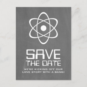 Ivory Atomic Chalkboard Save the Date Postcard