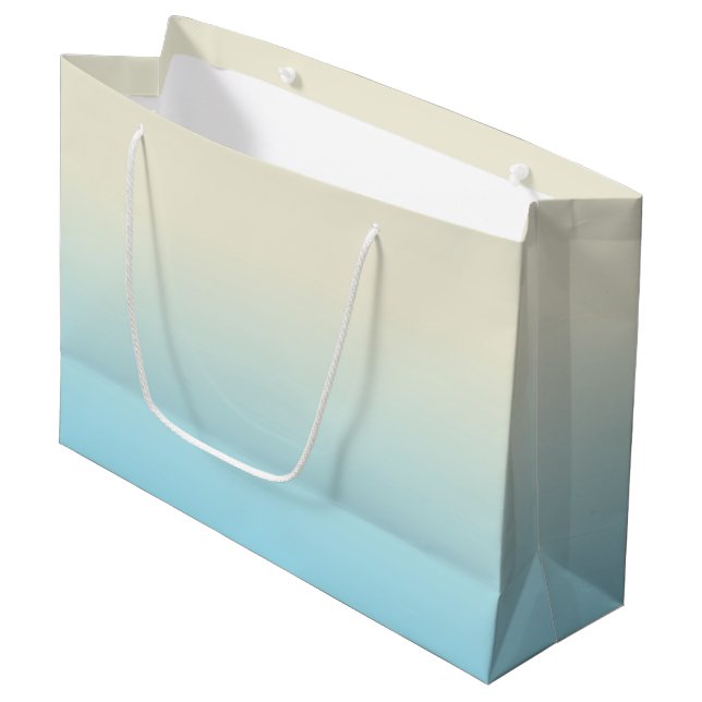 Ivory Baby Blue Ombre Gradient  Large Gift Bag (Front Angled)