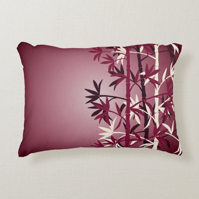 Ivory bamboo burgundy decorative cushion (Front)