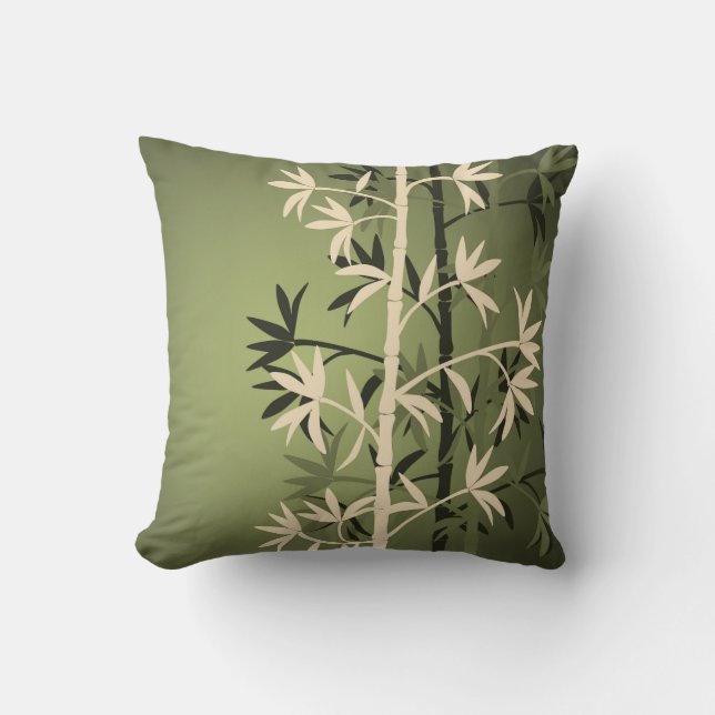 Ivory bamboo green cushion (Front)