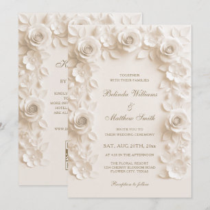 Ivory Baroque Elegance Roses Frame Wedding Invitation
