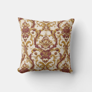 Ivory Baroque Ornament with Gold and Burgundy Cushion