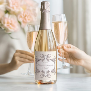 Ivory Baroque Wedding Champagne Bottle Label