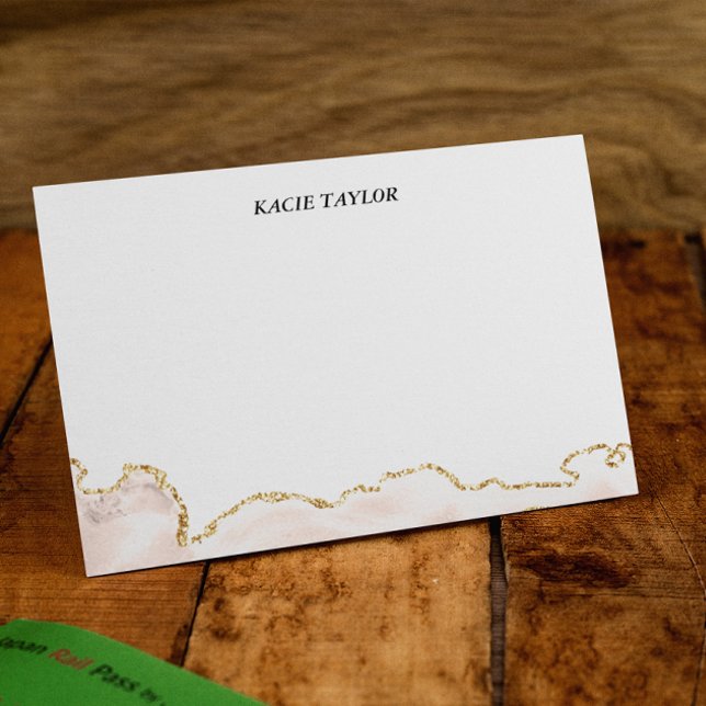 Ivory Beige Gold Border Personalised Note Cards (Creator Uploaded)