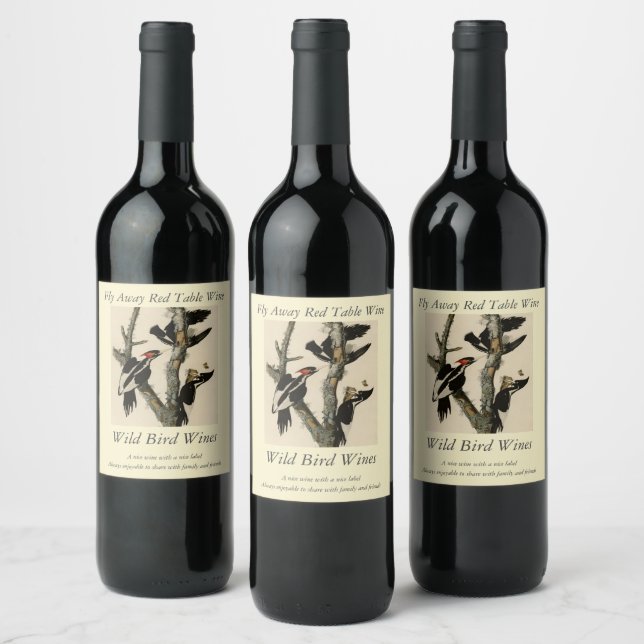 Ivory-billed Woodpecker Audubon's Birds of America Wine Label (Bottles)