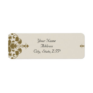 Ivory Black and Gold Damask Return Address Label