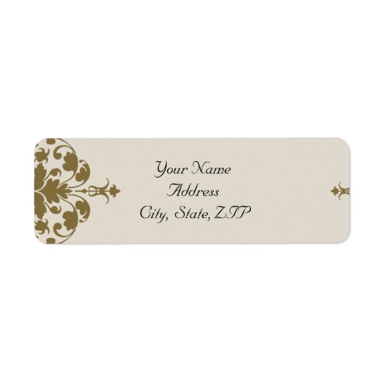 Ivory Black and Gold Damask Return Address Return Address Label