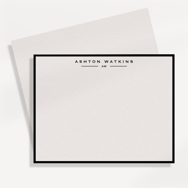 Ivory Black Border Personalised Note Card (Creator Uploaded)