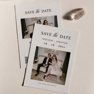 Ivory & Black Court Wedding Save the Date Invitation