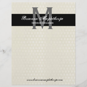 Ivory & Black Damask Monogram Letterhead