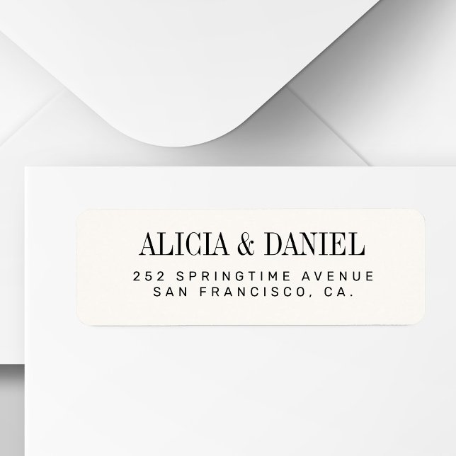 Ivory black elegant wedding return address label (Creator Uploaded)