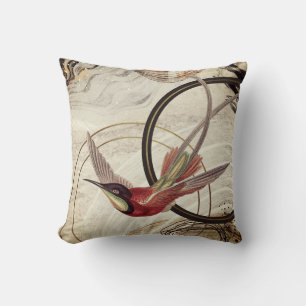 Ivory Black & Gold Artistic Hummingbird Cushion