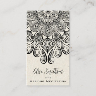 Ivory Black Mandala Yoga Reiki Healing Meditation Business Card