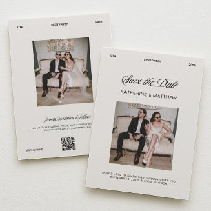 Ivory & Black Old Money Wedding Save the Date Invitation