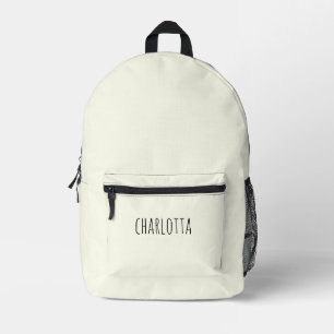 Ivory Black Personalised Name Printed Backpack