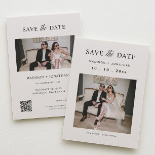 Ivory & Black Vintage Wedding Save the Date Invitation