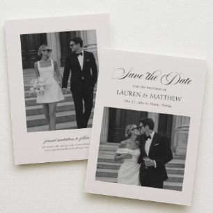 Ivory & Black Vintage Wedding Save the Date Photo Invitation