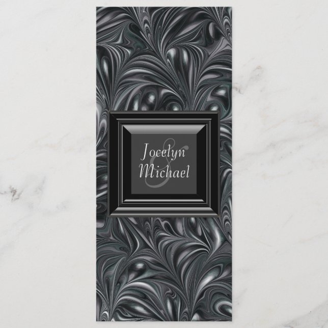 Ivory Black White Marbled Wedding Programs (Front)
