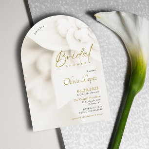 Ivory Bloom & Elegant Gold Script Bridal Shower Invitation