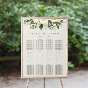 Ivory Bloom Floral Wedding Seating Chart