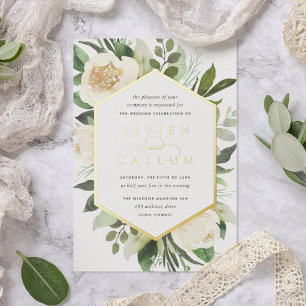 Ivory Bloom Geometric Floral Frame Wedding