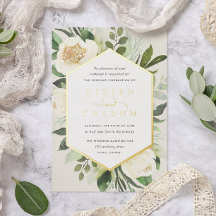 Ivory Bloom Geometric Floral Frame Wedding