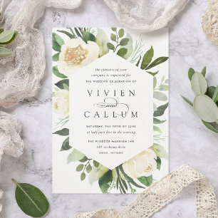 Ivory Bloom   Geometric Floral Frame Wedding Invitation