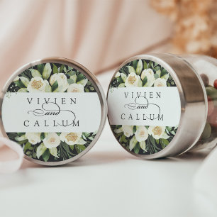 Ivory Bloom Personalised Floral Wedding Classic Round Sticker