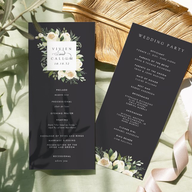 Ivory Bloom | Watercolor Floral Frame Wedding Program (Creator Uploaded)