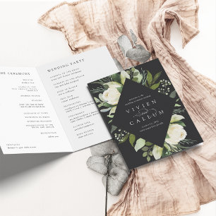Ivory Bloom Watercolor Floral Frame Wedding Program