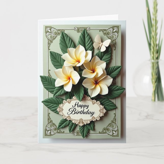 Ivory Blossom Birthday Card (Front)