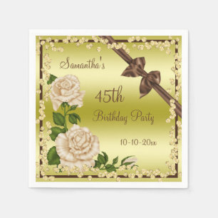 Ivory Blossom, Bows & Diamonds 45th Napkin