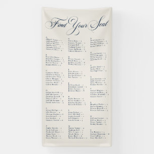 Ivory Blue Alphabetical Wedding Seating Chart Banner